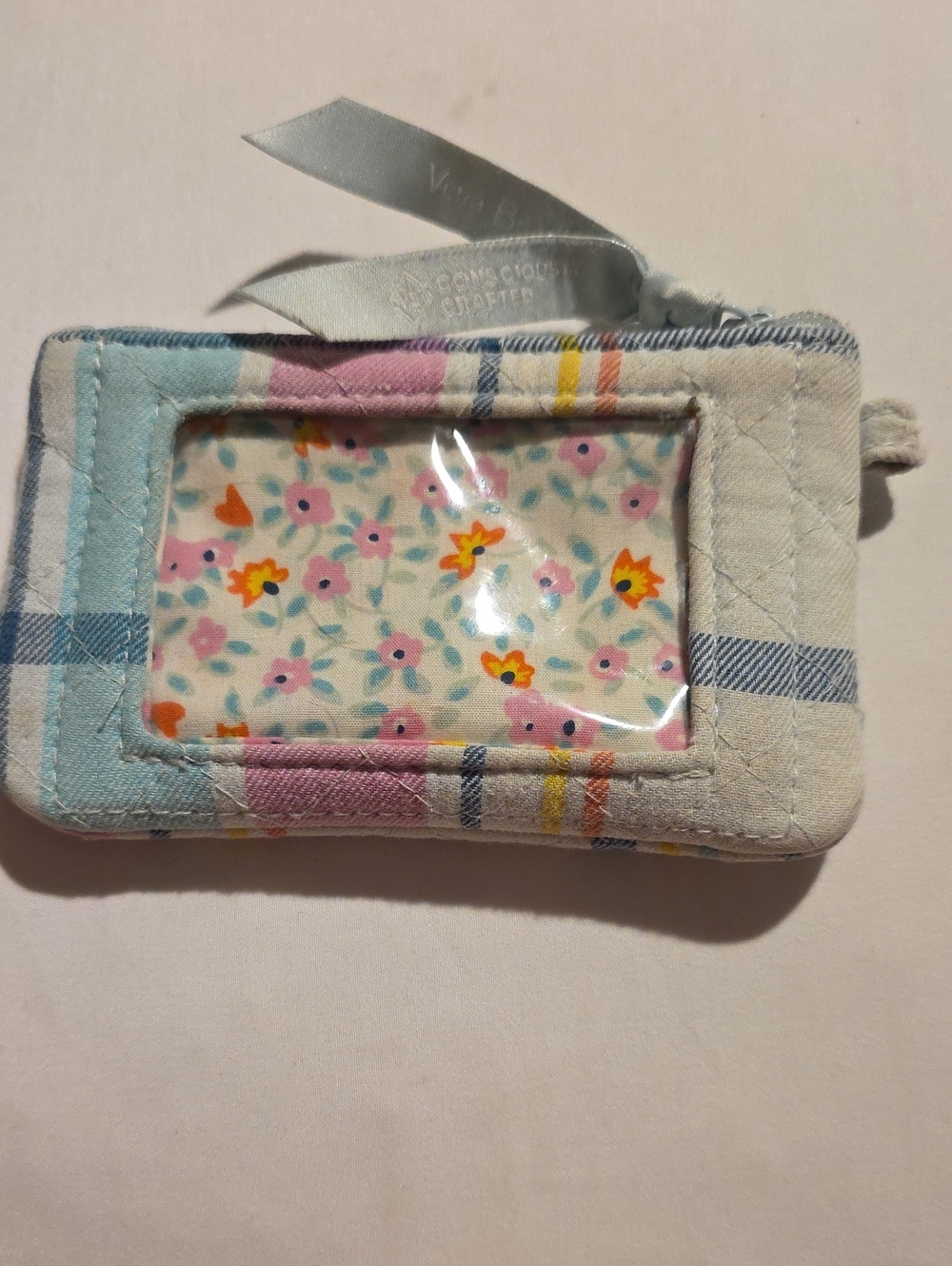 Vera Bradley Pastel Plaid Floral Window Phone Case Coin Purse
